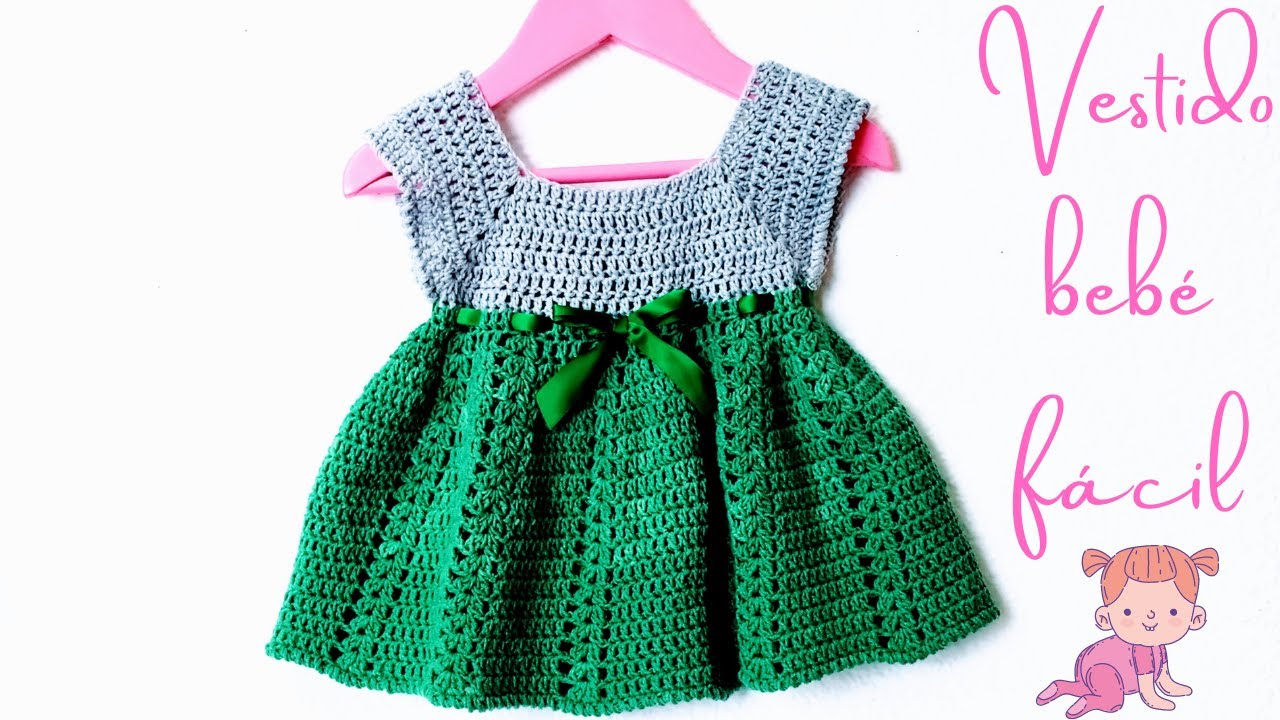 Como tejer Vestido para bebé fácil (Crochet-Ganchillo)
