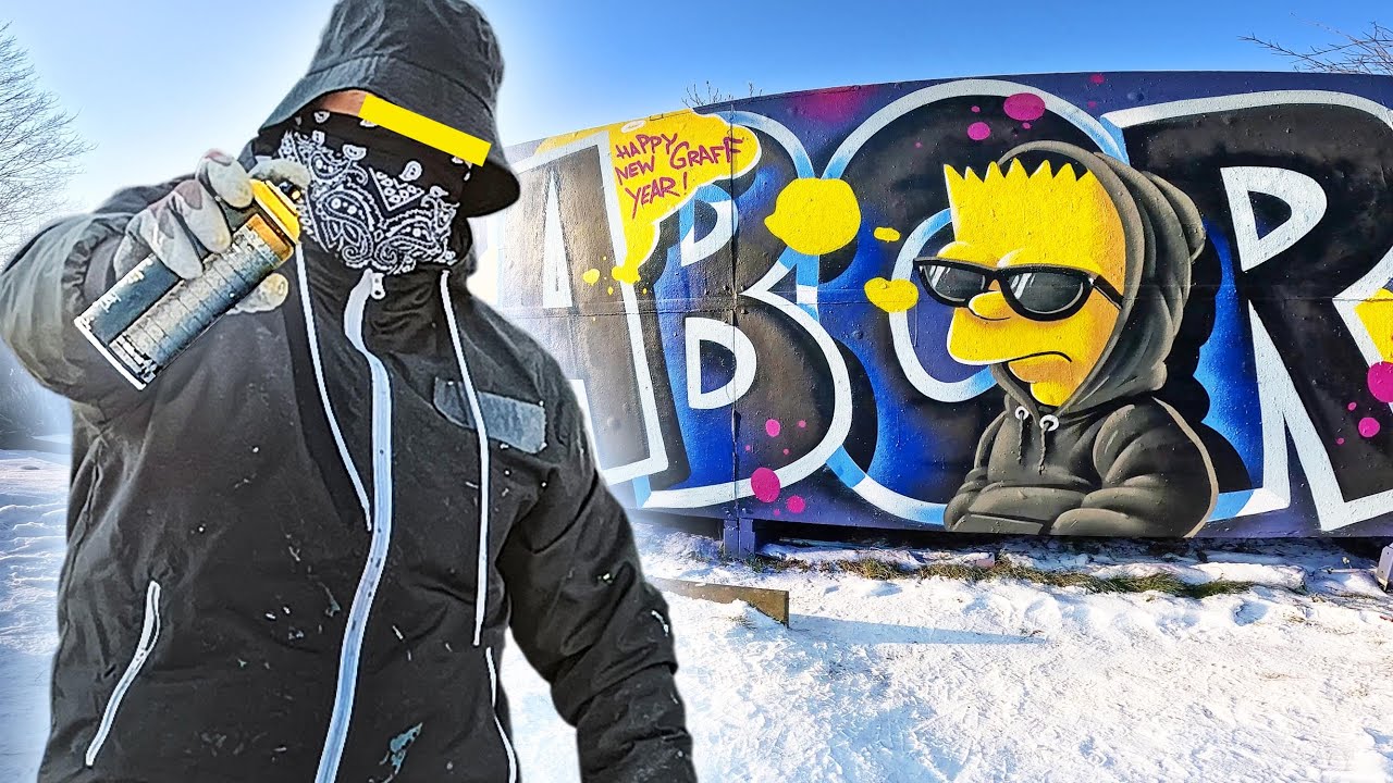 Bart Simpson Graffiti In The Snow | Happy New Graff Year