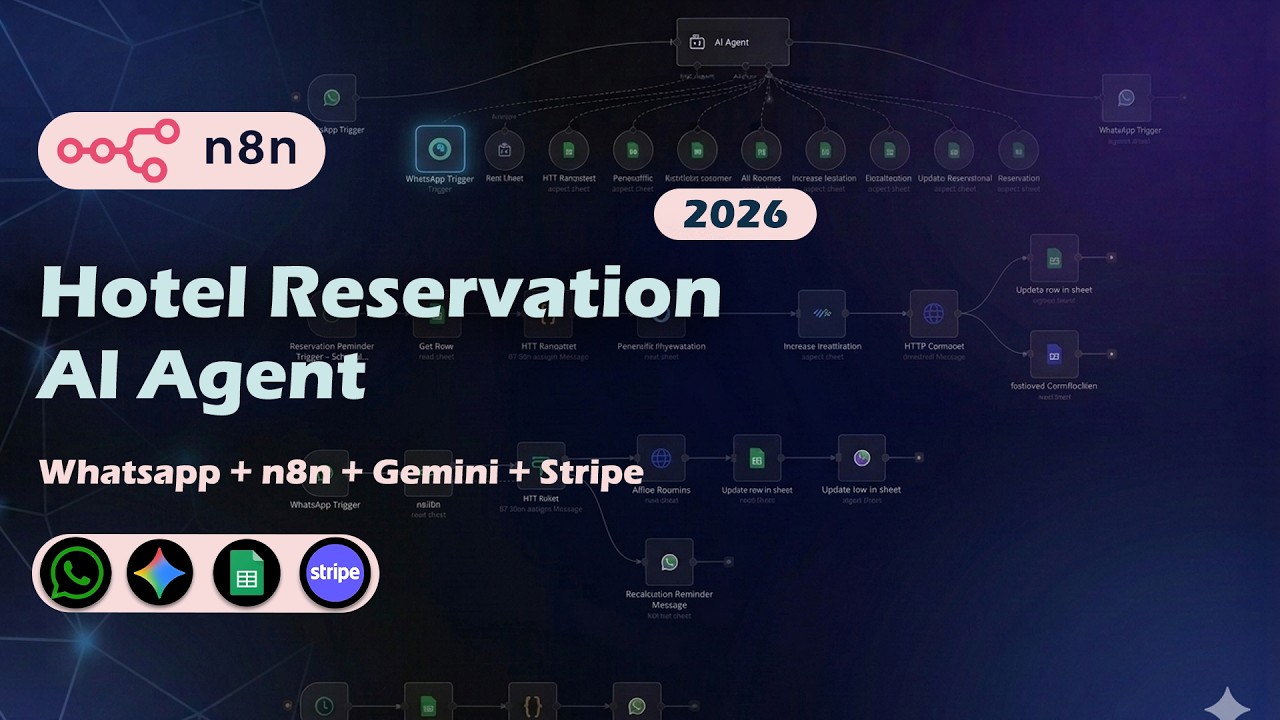 AI Hotel Reservation Agent with WhatsApp, n8n, Google Sheets & Stripe - Full Automation No Code
