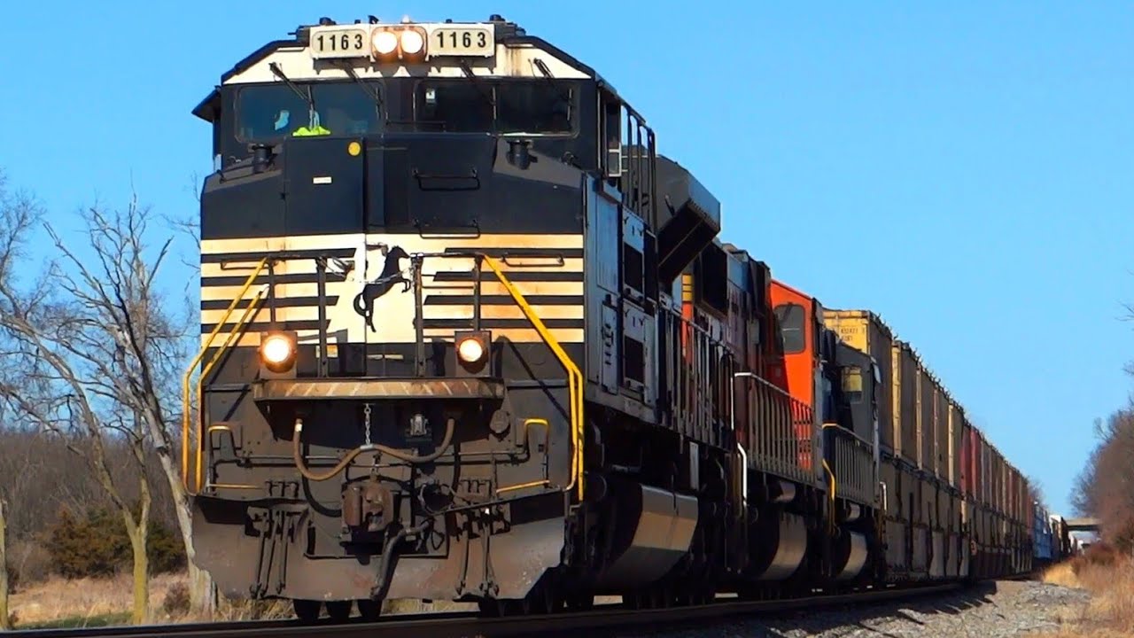 3 Types of EMD SD70 Engines - One NS mixed Freight Train