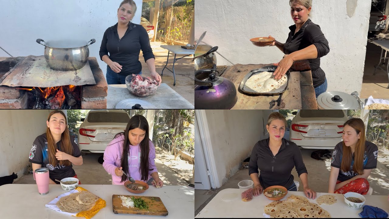 Una comida muy tradicional de rancho  Frijol con hueso (wakabaki) y tortillas de harina en hornillo￼