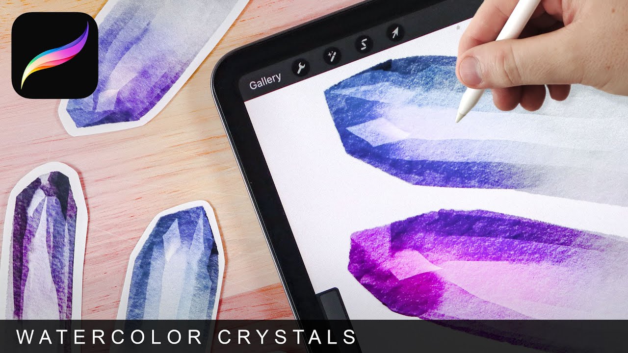 Акварельные кристаллы в Procreate // ЛЕГКО И ПРОСТО // Обучающие материалы по акварели для Procreate