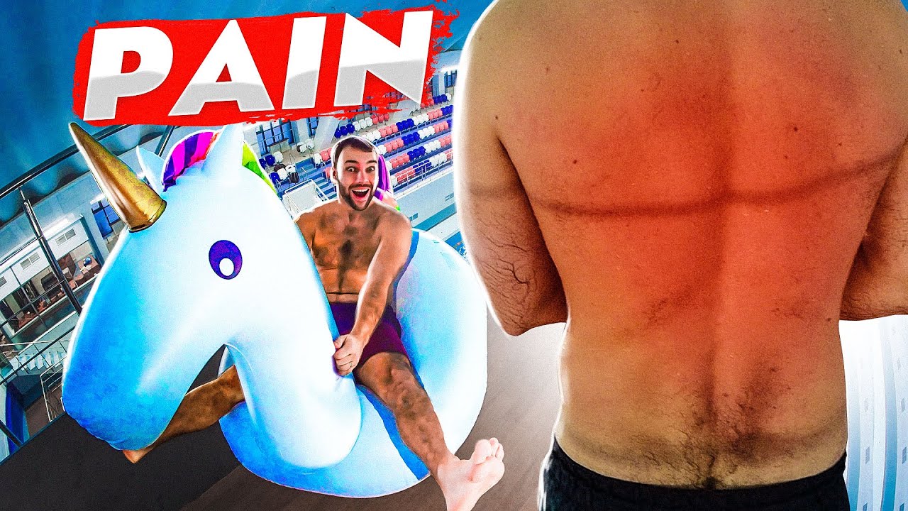 Slip n slide EPIC FAIL (in the end) | Unicorn diving challenge in swimming pool