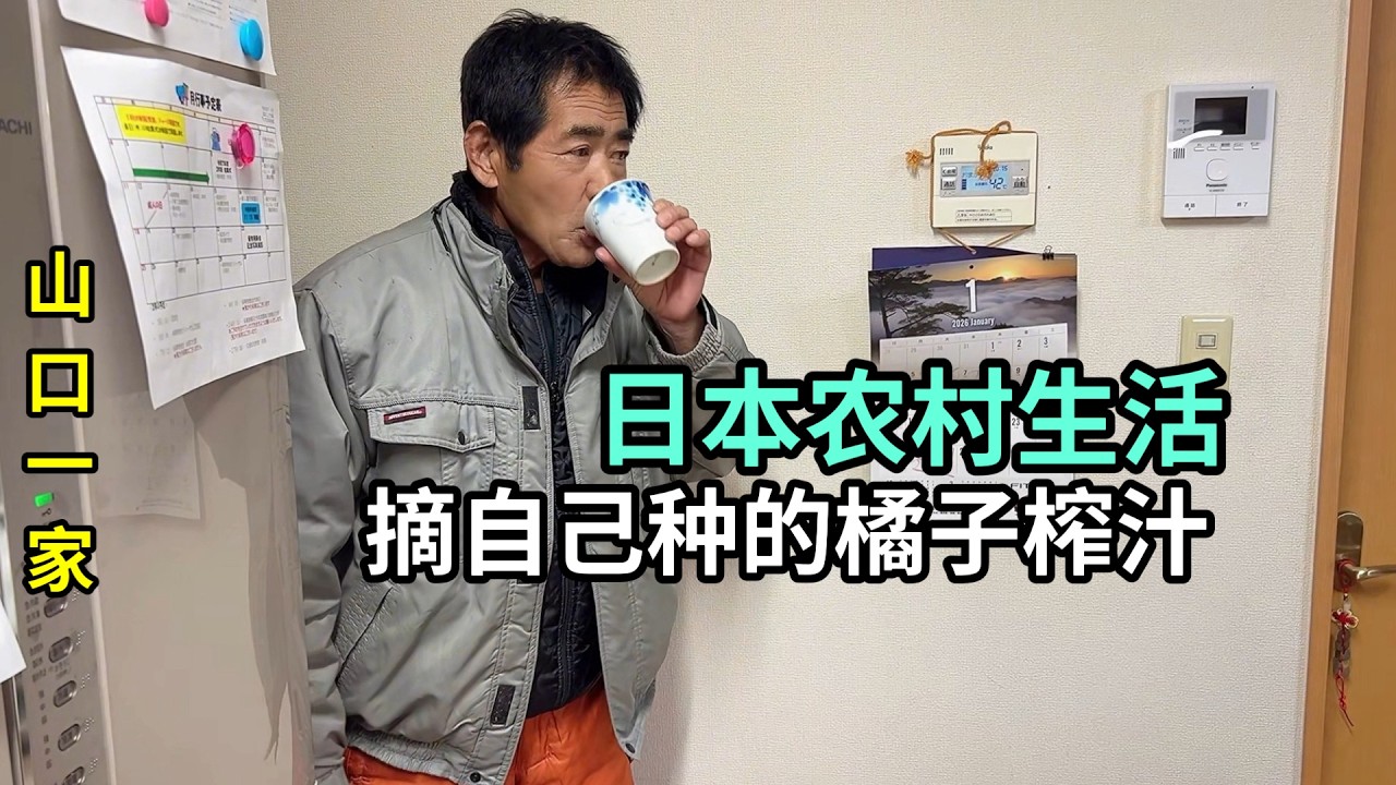 在日本農村自己種果樹，摘點橘子榨成汁，看父女倆怎麽評價？