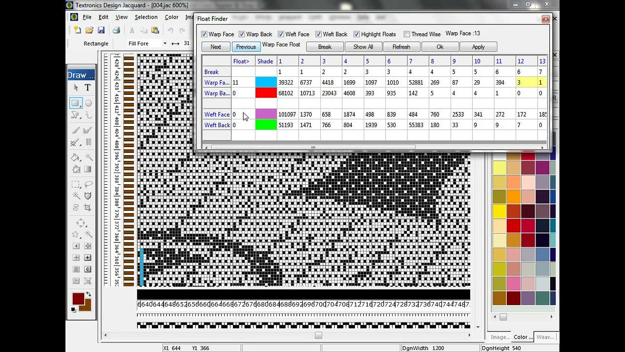 Float Finder in Textile Designing with Textronic Design Jacquard