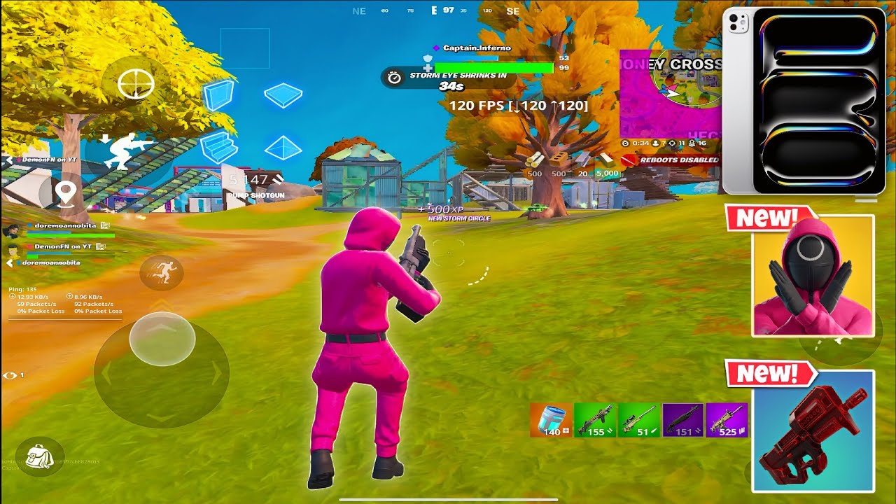iPad Pro M4 120 FPS Fortnite Mobile Gameplay *Fortnite SQUID GAMES is HERE! New RELOAD MAP UPDATE!*
