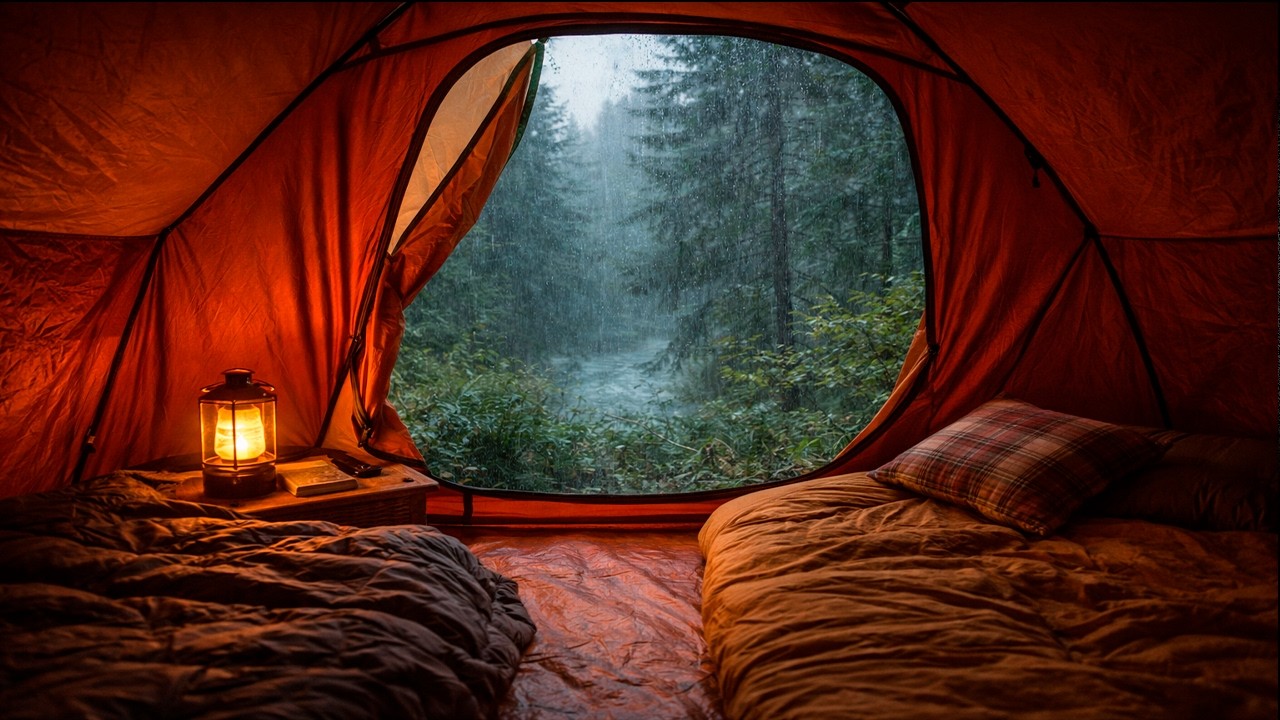 Fall Asleep Fast in a Cozy Tent • Rainforest Rain Sounds (Black Screen)