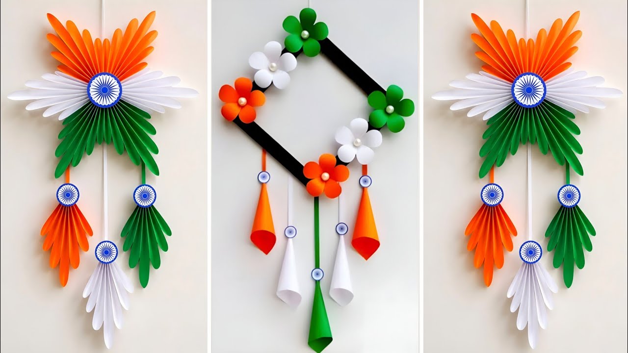 Top 2 Independence Day Wallhanging Craft // Tricolor wall decoration ideas // 15th August craft
