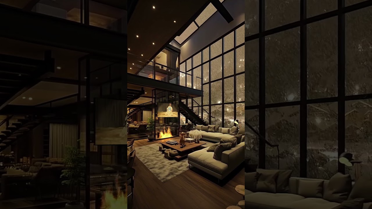 Luxury Glass-Walled Cabin with Cozy Fireplace 🔥 Winter Wonderland#naturelovers #cabincrew #ytstudio