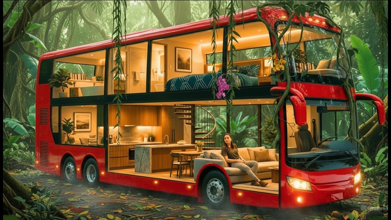 Unbelievable — I Turned an Abandoned Bus Into a Modern Forest Home — AI Video
