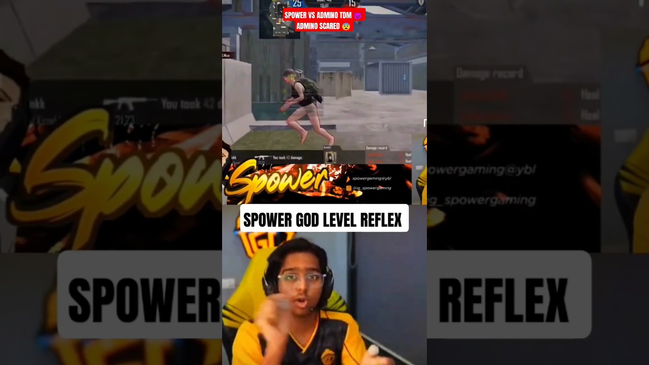 SPOWER GOD LEVEL REFLEX 😰 ADMINO SCARED 😨 @SPowerGaming #bgmi #bgmishorts #shorts