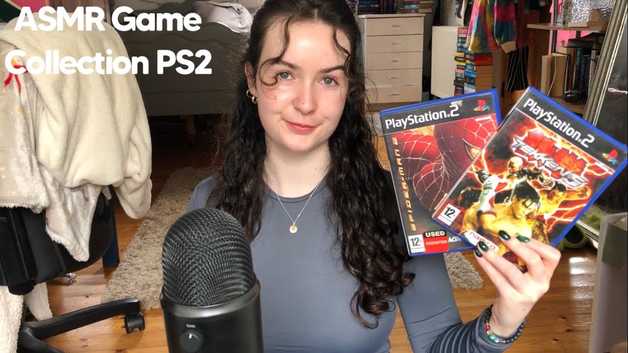 ASMR || My PS2 Game Collection🎮 (sticky tapping, scratching, gripping, whispers)