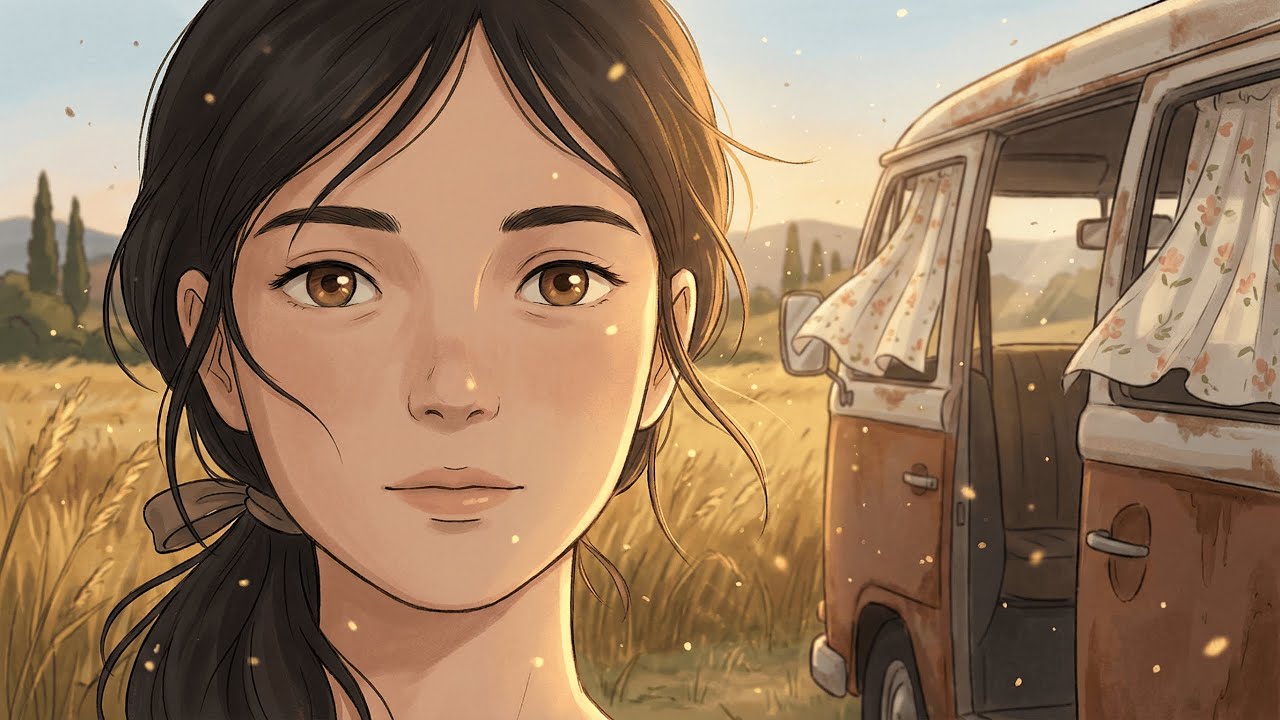 🌾🍂 Harvest Time in Tuscany | Open Camper Van Windows | Cozy Ghibli ASMR ☀️🍞