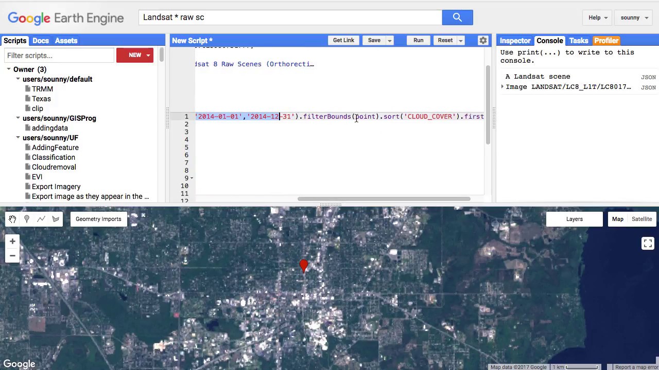 Adding Landsat Data into Google Earth Engine