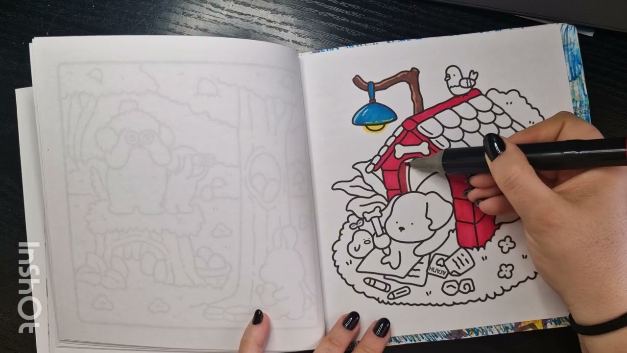 Vivid Coloring ASMR 🖍️ Micro Sounds Only | Cozy Doghouse Page | Cozy Cuties  | No Talking