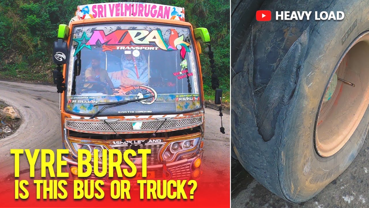 Tyre Burst | Is this bus or truck? | Heavy Load | Trucks | Lorry Driver | Ashok Leyland | Tata