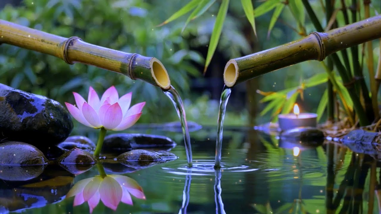 Звуки бамбуковой воды и фортепианная музыка 🌿 Снятие стресса, исцеление от тревоги, глубокий сон