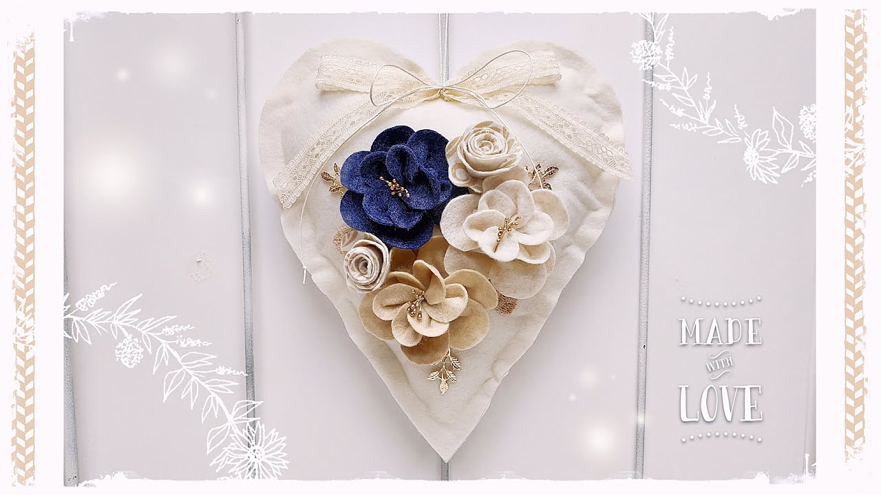 Cuore Shabby Chic in feltro: imbottito facile & senza cucire