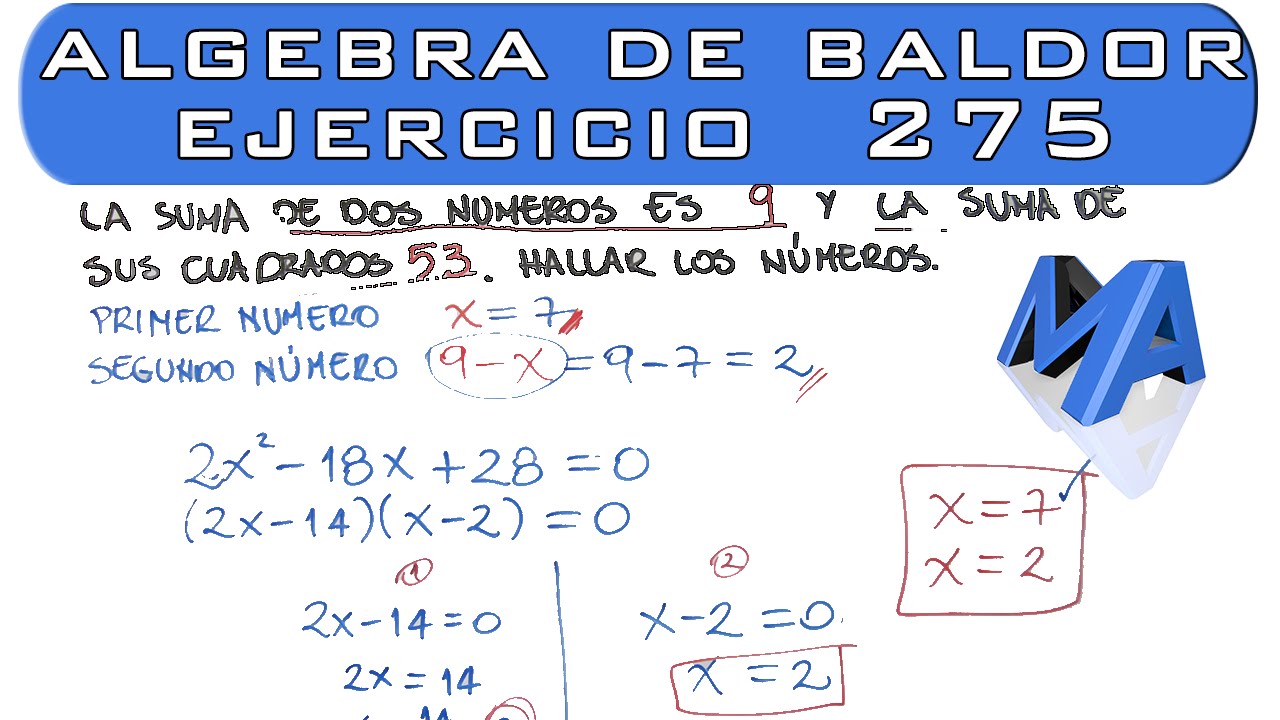 Solución del Ejercicio 275 Algebra de Baldor