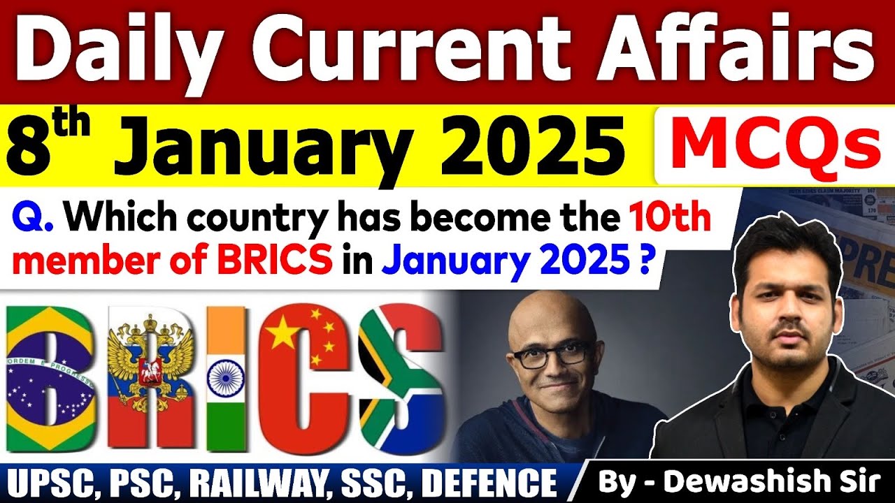 8th January 2025 | Daily Current Affairs | January Daily Current Affair | Current affair 2025