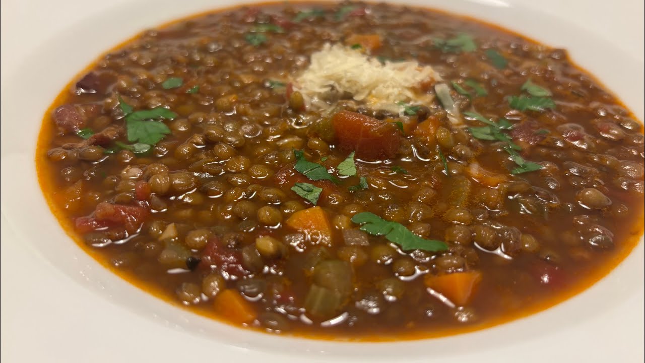 Lentil Soup with Pancetta and Parmigiana Cheese 