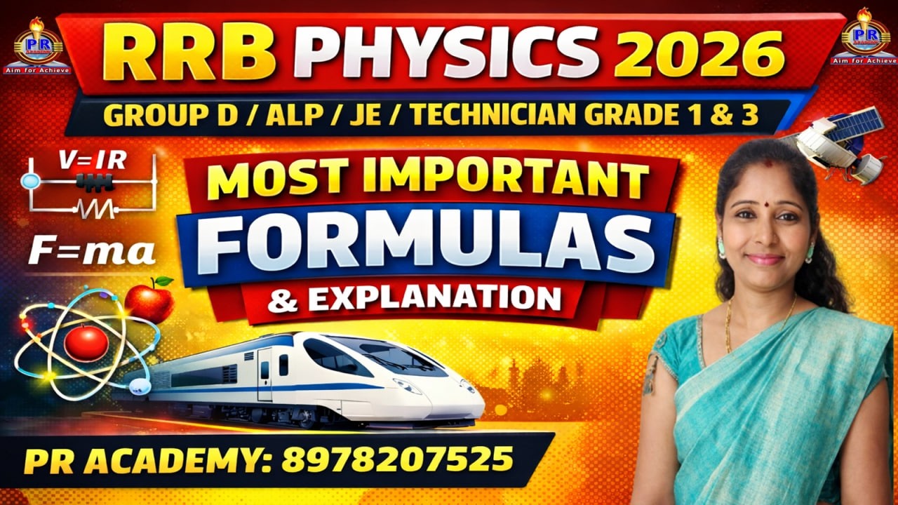 RRB Physics 2026 Electric Current | Important Formulas with Explanation |  PR ACADEMY |