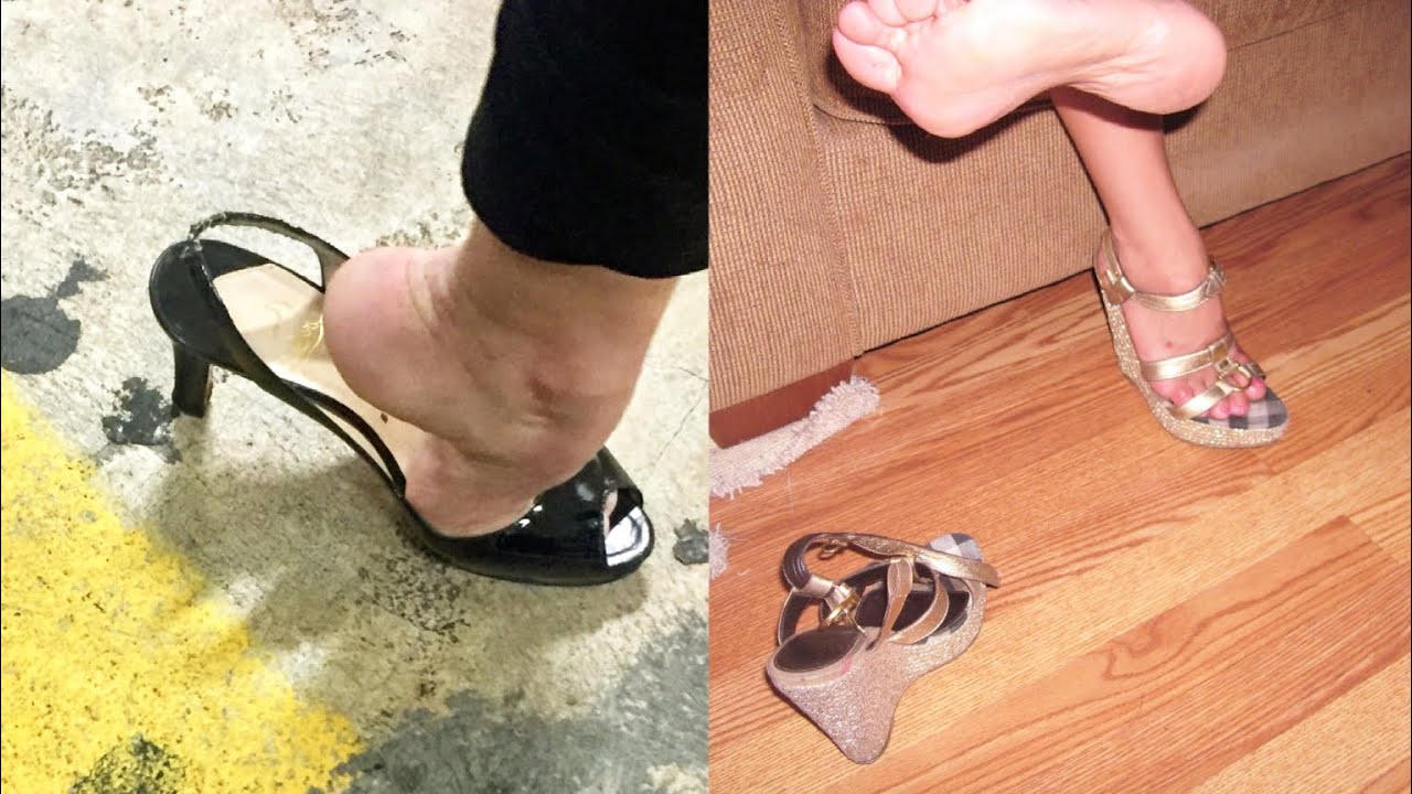 Well worn open toe heels