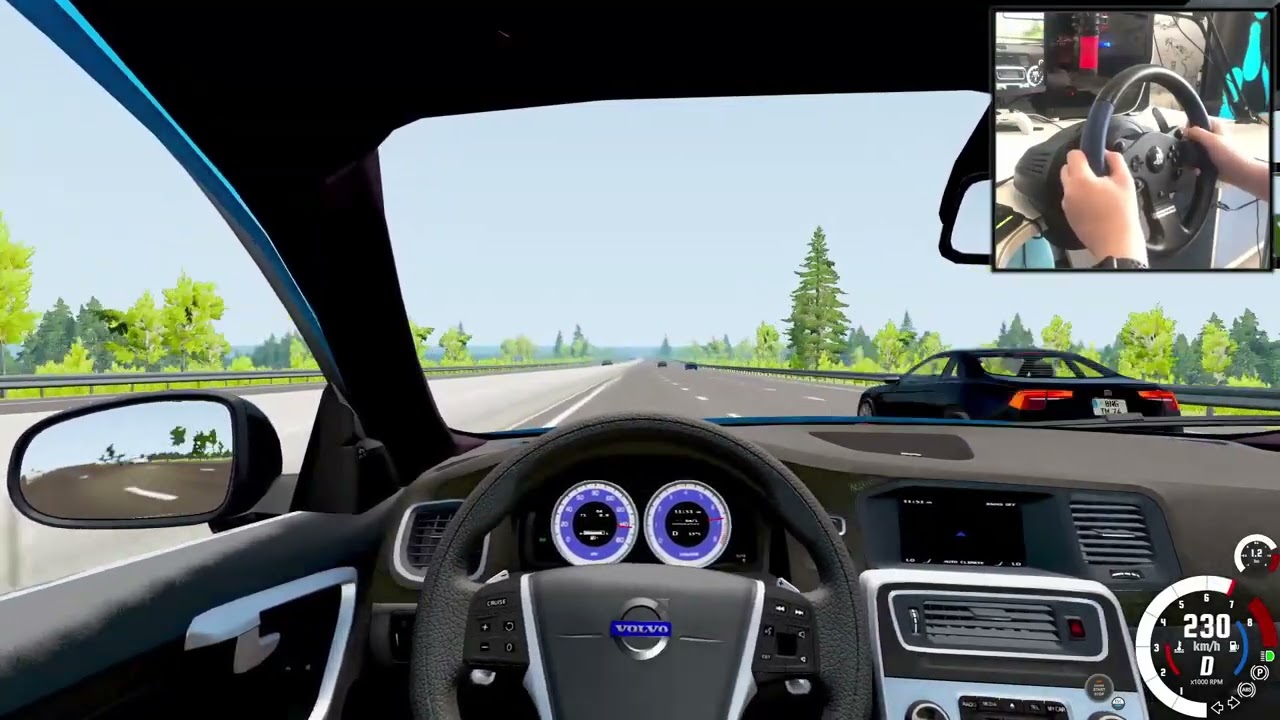 POV Test Drive - GERMAN AUTOBAHN - Volvo V60 Polestar - BEAMNG DRIVE [Steering wheel gameplay]