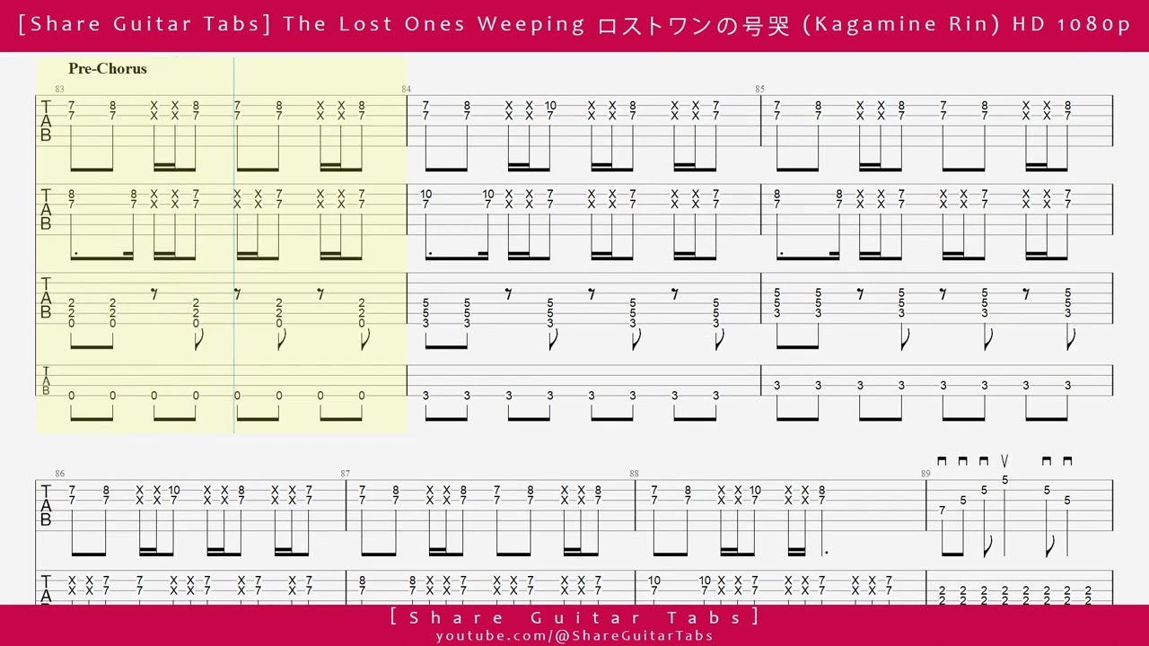 [Share Guitar Tabs] The Lost Ones Weeping ロストワンの号哭 (Kagamine Rin) HD 1080p