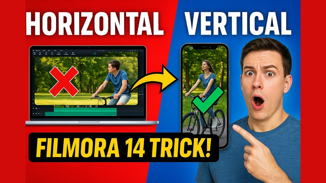 How to Convert HORIZONTAL Video to VERTICAL in Filmora 14 | 📱Content Repurposing