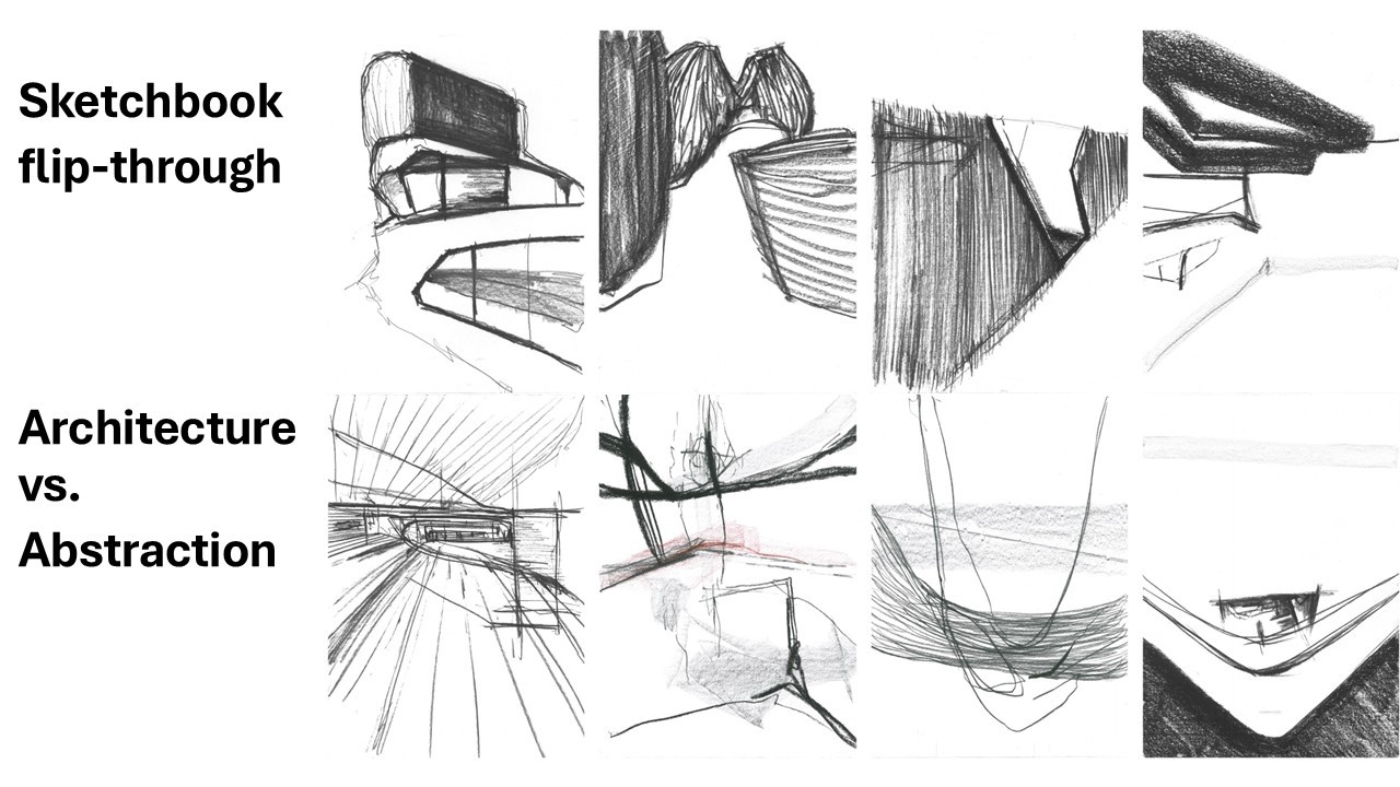 Sketchbook flip-through / Drawing / Abstraction inspired by Architecture / Mixed media