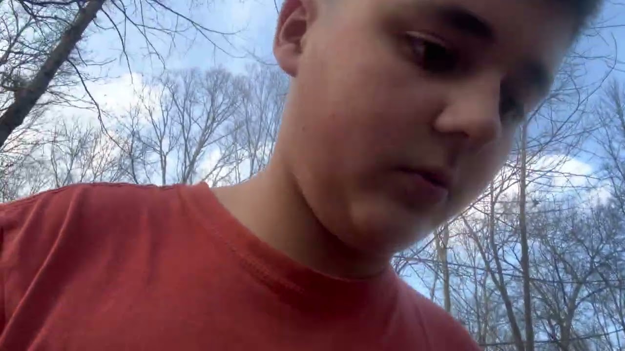 Outside in the woods with my dog