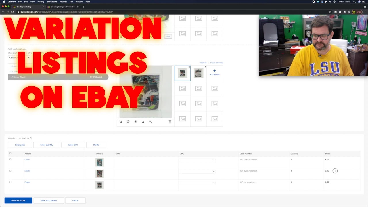 HOW TO create VARIATION LISTINGS on EBAY