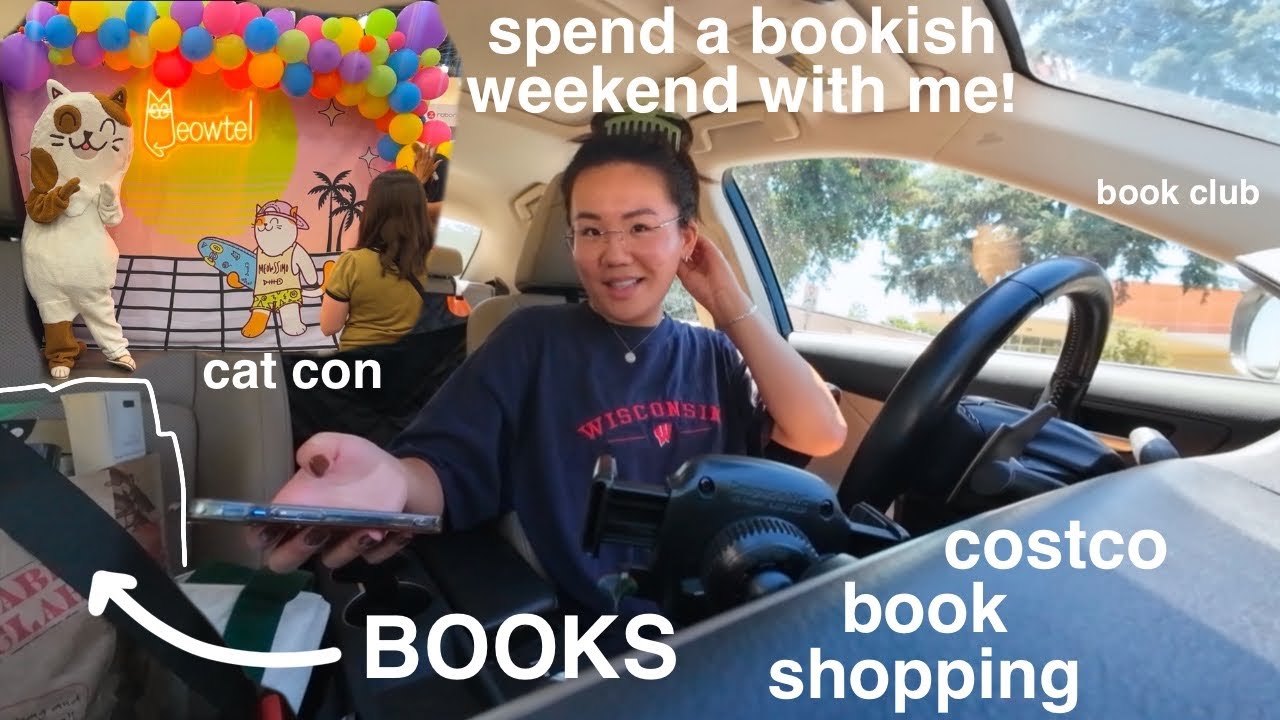 weekend in my life vlog 📚 library sale, book shopping, book club, & cat con! 🐈💗