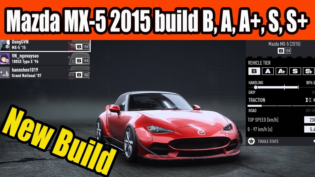 Mazda MX-5 2015 build B, A, A+, S, S+ Class Car in NFS Unbound - New Build