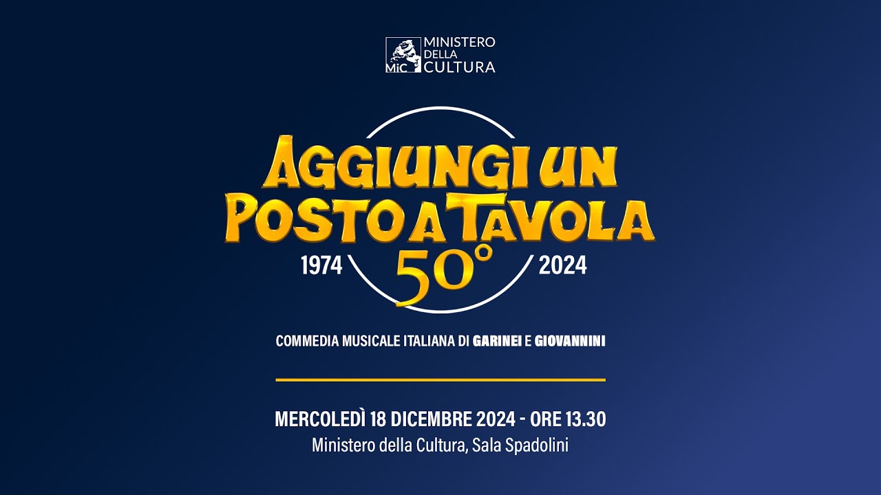 Mercoledì 18/12 il MiC festeggia 50 anni di “Aggiungi un posto a tavola”
