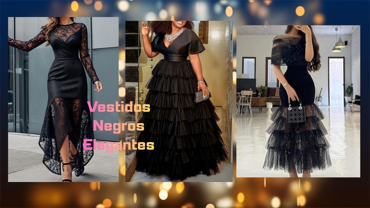 Diseños Vestidos Negros  Largos Con Glamour cortos y Elegantes...