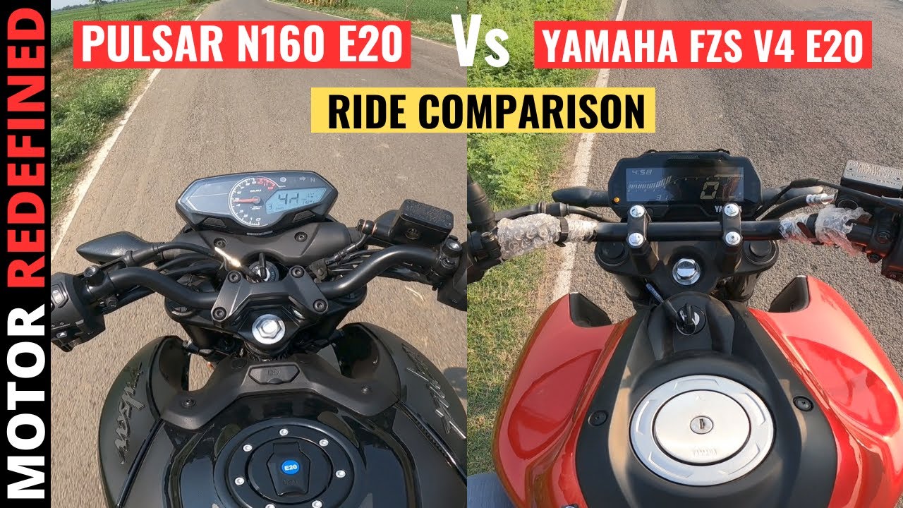 2023 Bajaj Pulsar N160 E20 Vs Yamaha FZs V4 E20 Ride Comparison | Motor Redefined