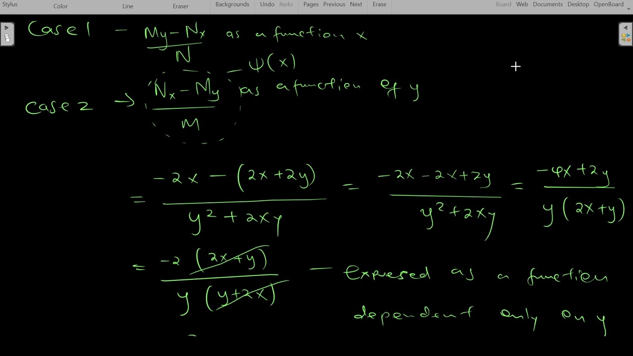 Non-exact ODEs ,example 2 , case 2