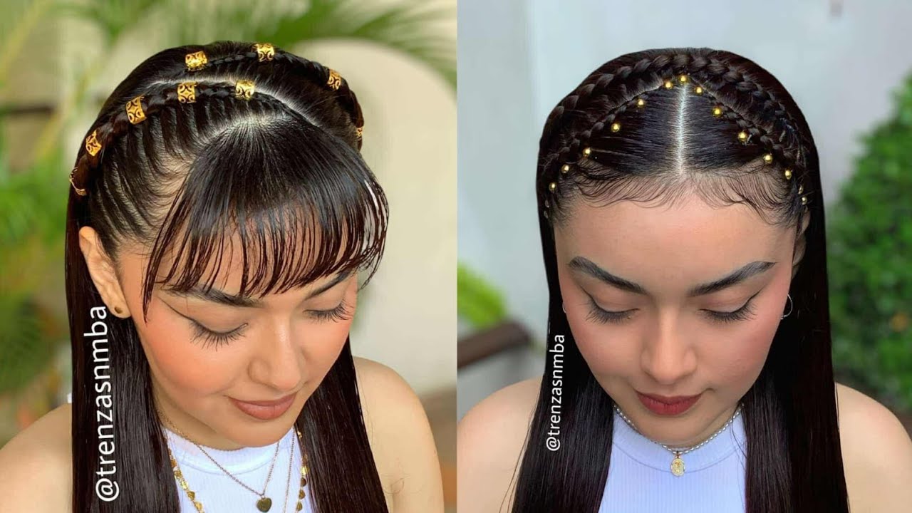 😱 2 hermosas ideas de peinados trenza diadema, como peinarte con fleco y sin fleco  🥰