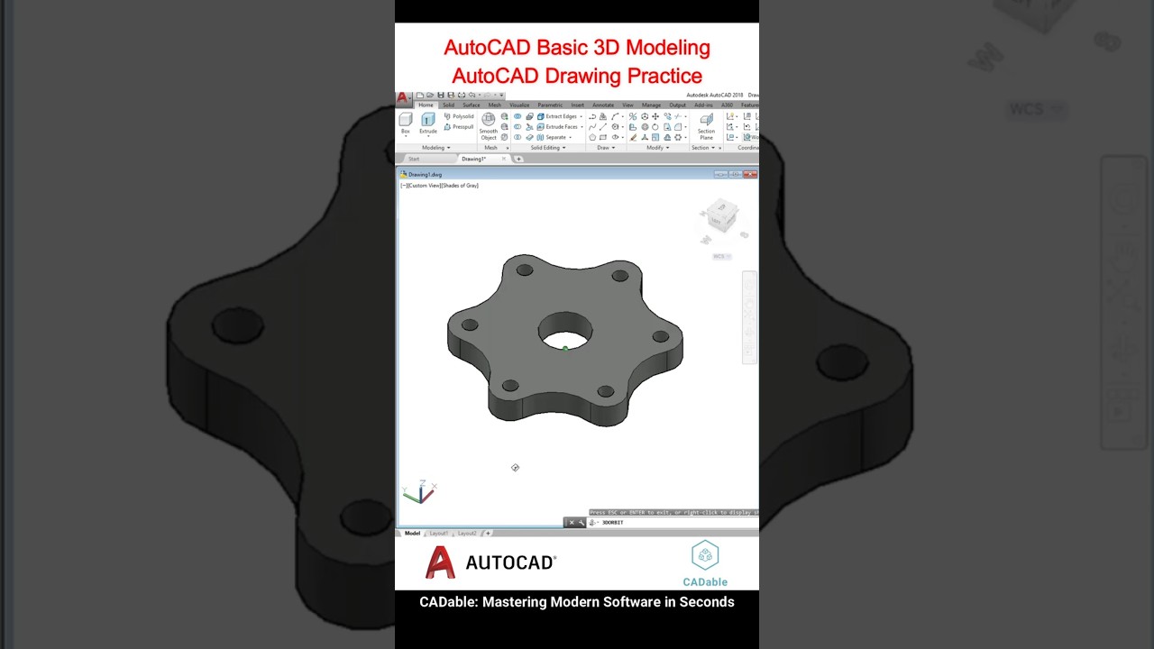 AutoCAD Basic 3D Modeling | AutoCAD Drawing Practice #AutoCADDrawingPractice #CADable #autocad3d