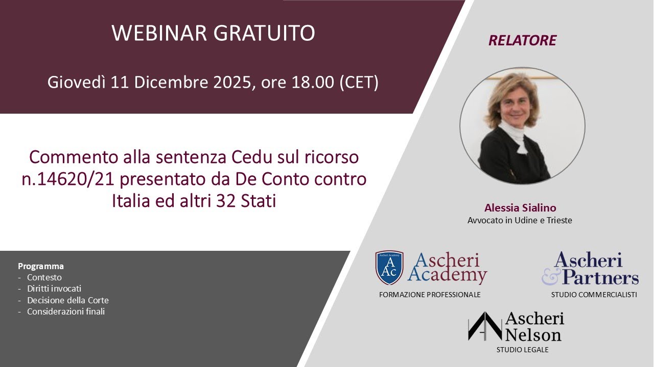 Commento alla sentenza Cedu sul ricorso n.14620/21 presentato da De Conto contro Italia (...)