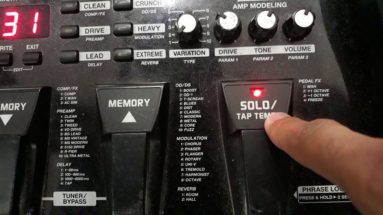 As 3 funções do pedal SOLO/TAP da Boss Me-25 (Guilherme Nascimento)