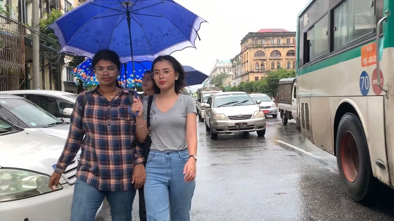 A Rainy Wet Day Life In Yangon Myanmar 🇲🇲
