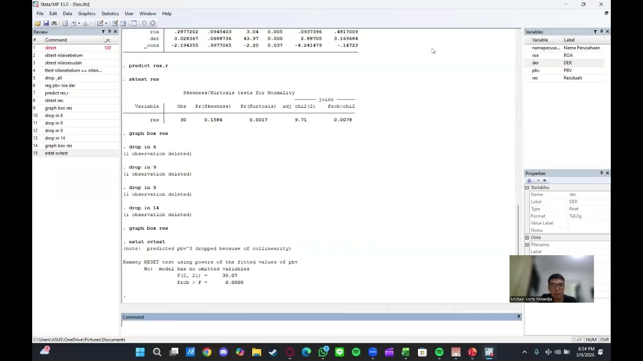 Penggunaan Stata untuk Uji Hipotesis dan Regresi Linear Berganda