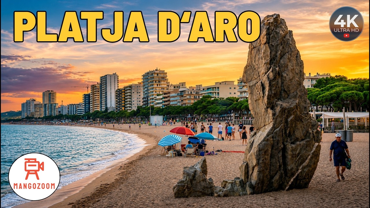 Платja-д'Аро, Испания 🔥 [4K] Вечерняя прогулка | Тур по городу и пляжу 🌞
