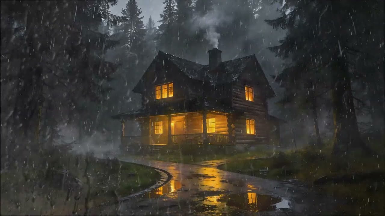 Beat Insomnia in a Cozy Cabin 🌧️ Cinematic Rain & Fire Sounds