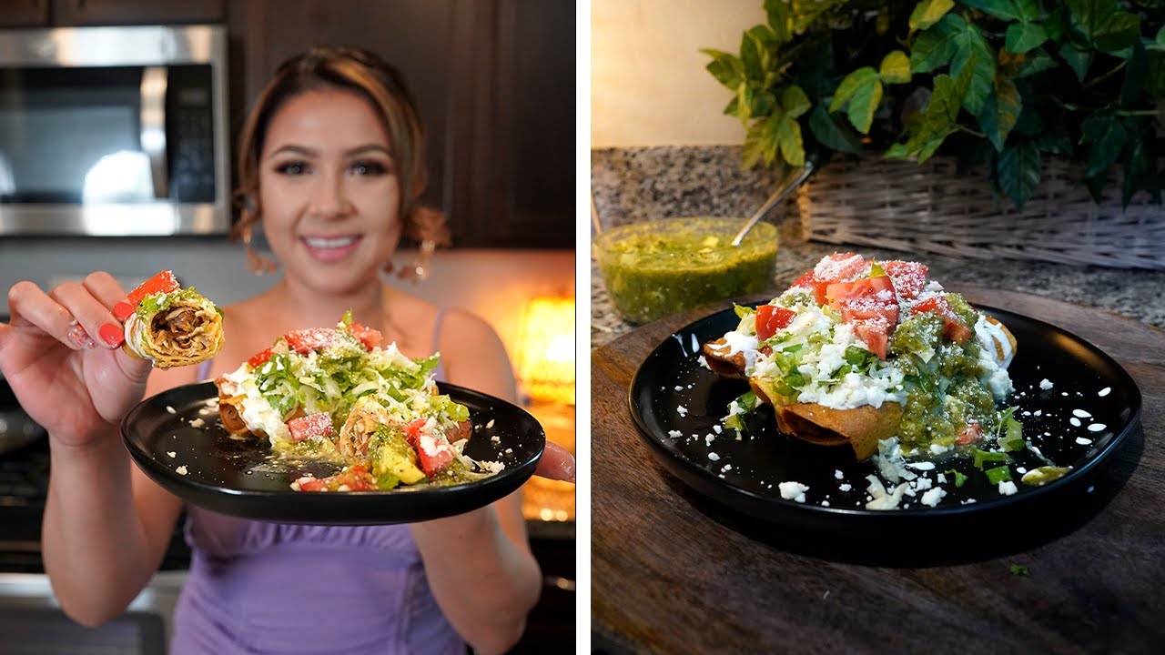 HOW TO MAKE THE BEST CHILE VERDE CHICKEN ROLLED TAQUITOS | CHILE VERDE FLAUTAS