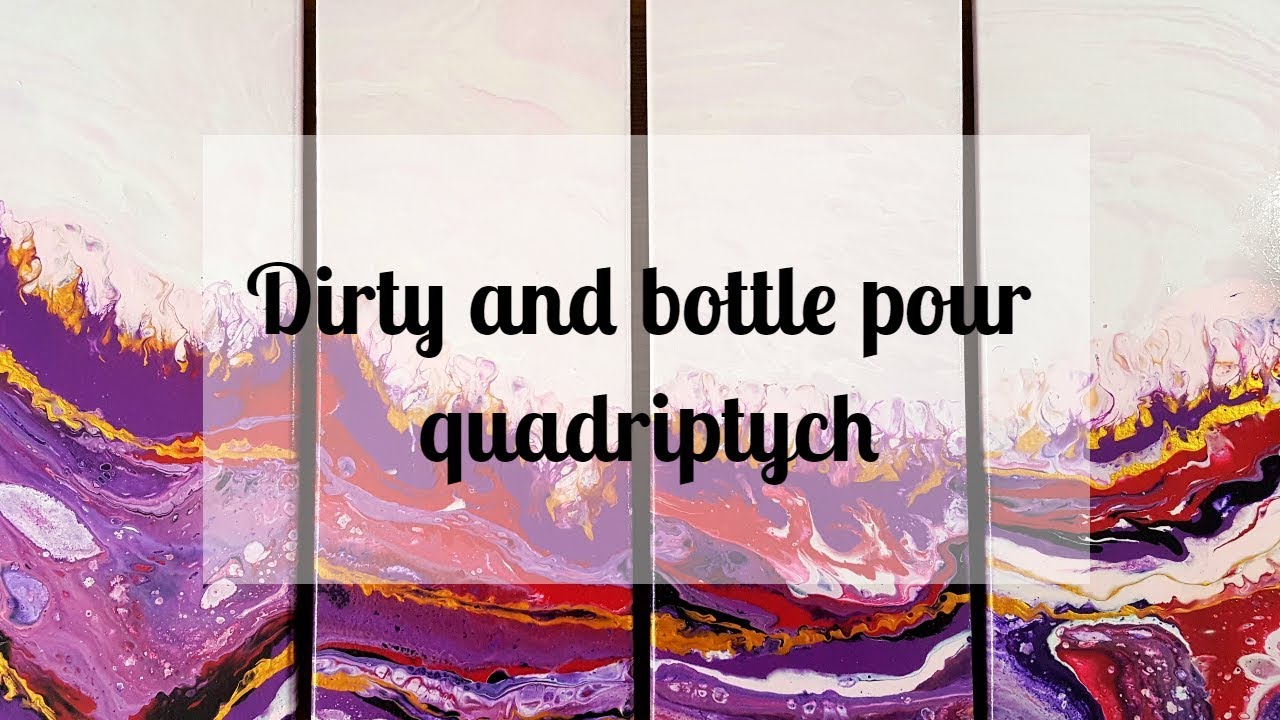49 Acrylic Dirty and Bottle Pour - Flames of Gold (quadriptych)