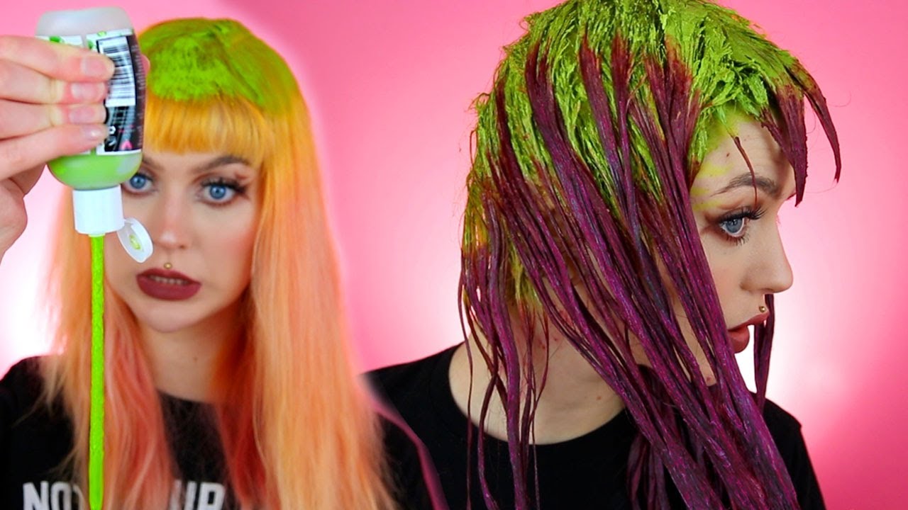 Dyeing My Hair PURPLE with Neon GREEN Roots - Uberliss Bond Sustainer Color | Evelina Forsell